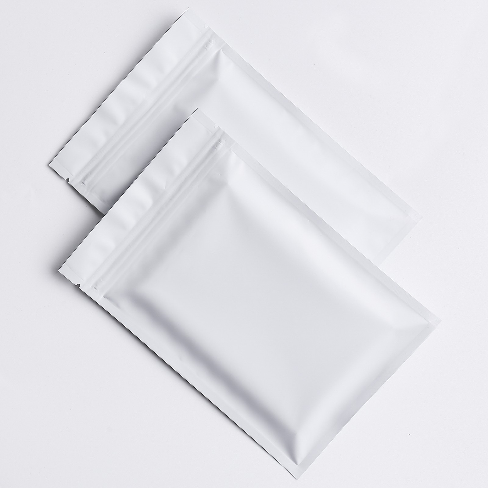 100/200/500 Matte White Mylar Foil Smell Proof Reclosable Zipper Seal Lock Bags
