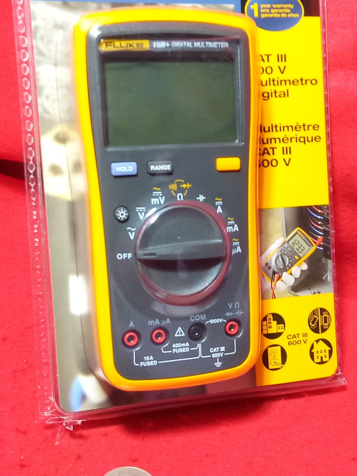 Fluke 15B+ CAT III 600V Digital Multimeter (1000V/10A)