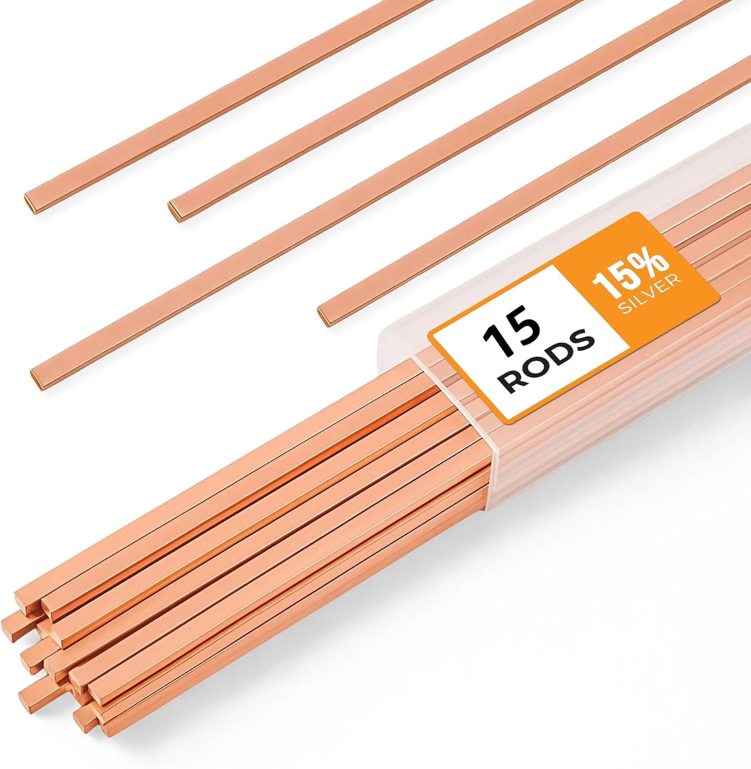 15Pcs Brazing Rods AWS Bcup-5 15% Silver Solder Phos Copper Brazing Alloy Flat