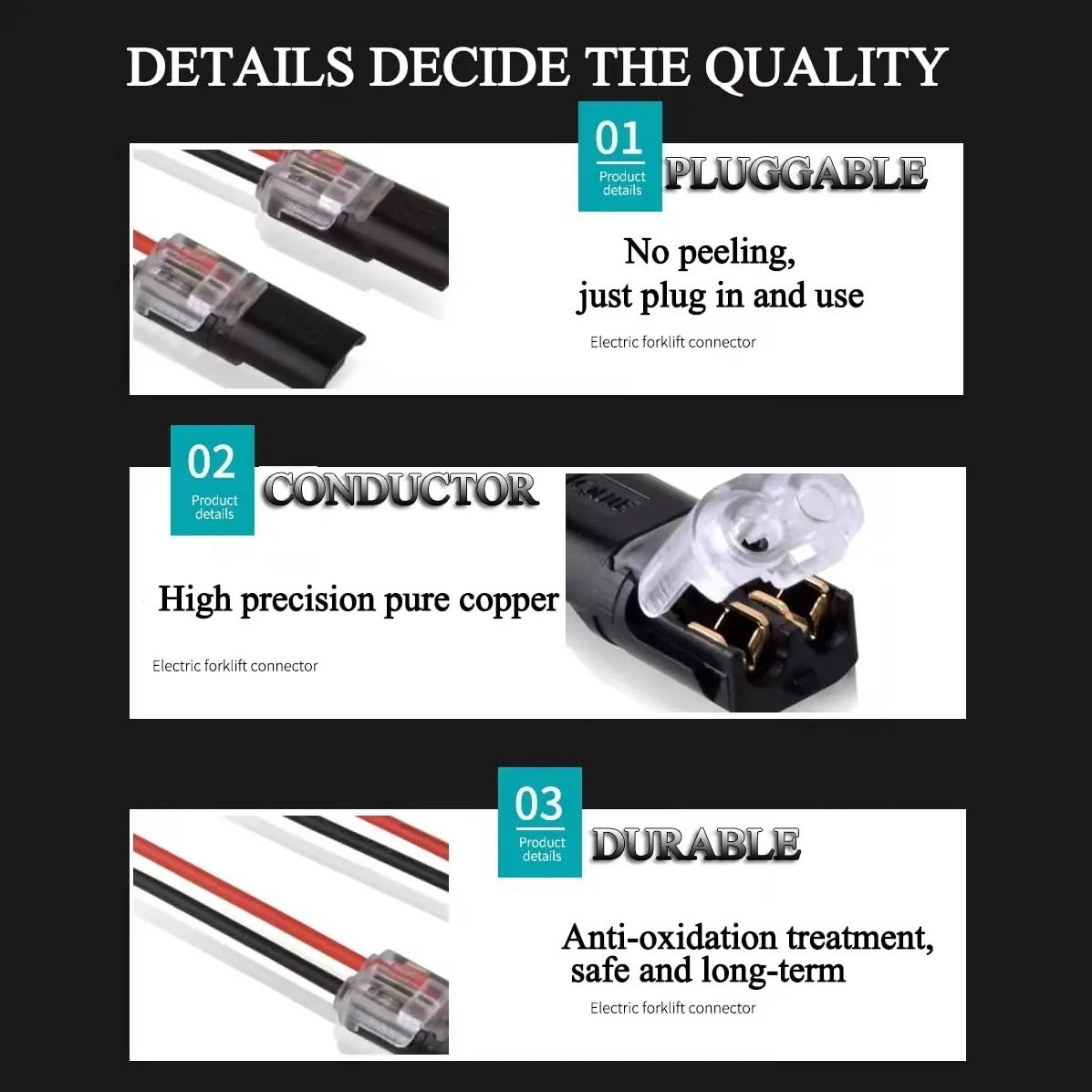 10/20 PCS Double-Wire Plug-in LED Connector with Lock Buckle – 2 Pin Compact