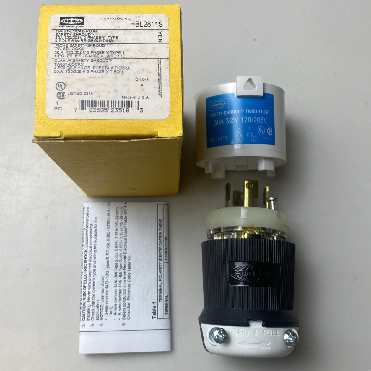 HUBBELL HBL2811S Plug,120/208VAC,30A,L21-30P,4P,5W,3PH