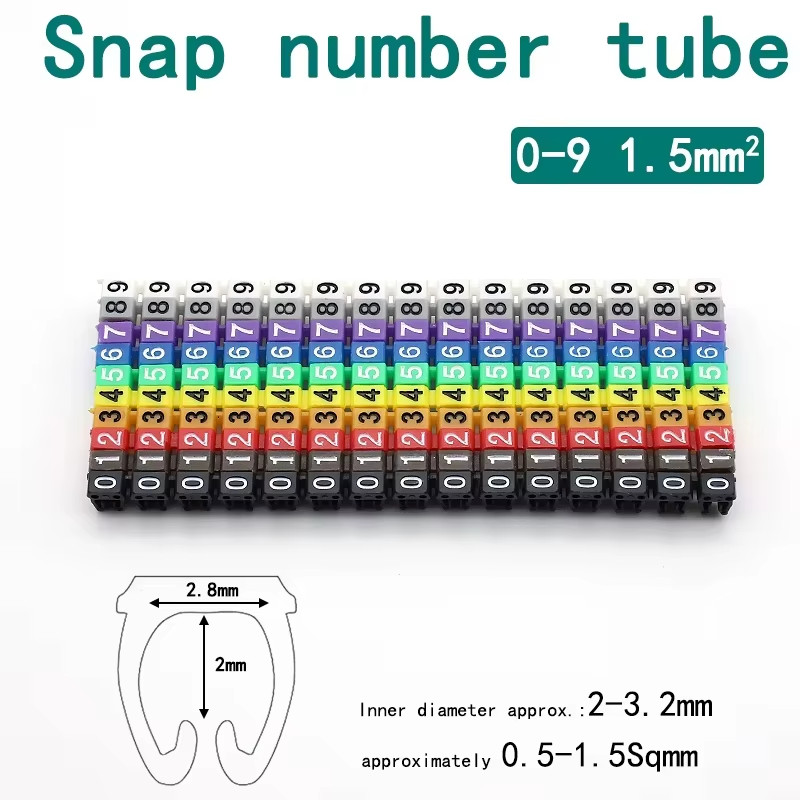 150/100Pcs Cable Markers Colourful C-Type Marker Number Tag Label for 2-3Mm Wire