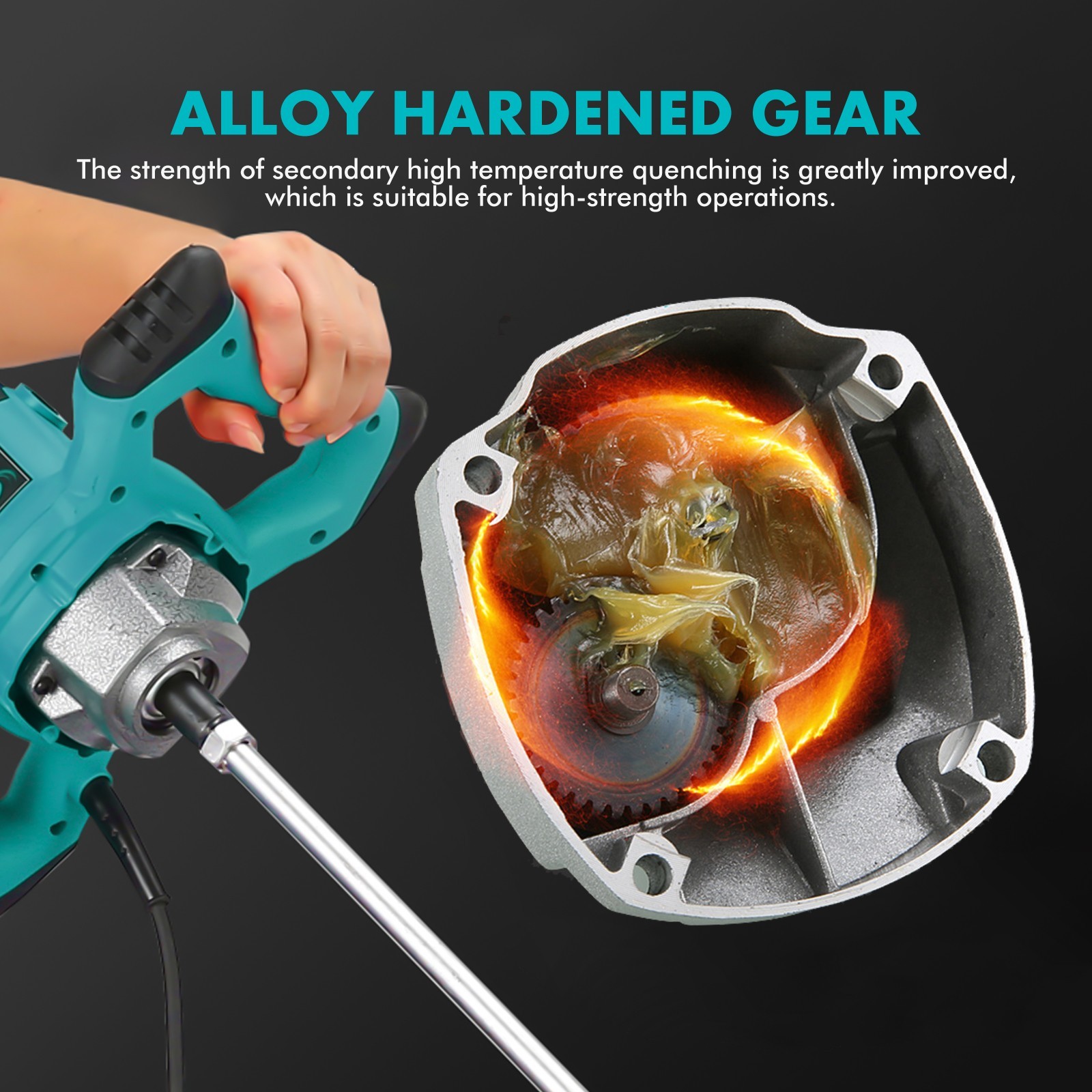 Powerful 2500W Handheld Electric Mixer 6 Speed Paint Cement Concrete US