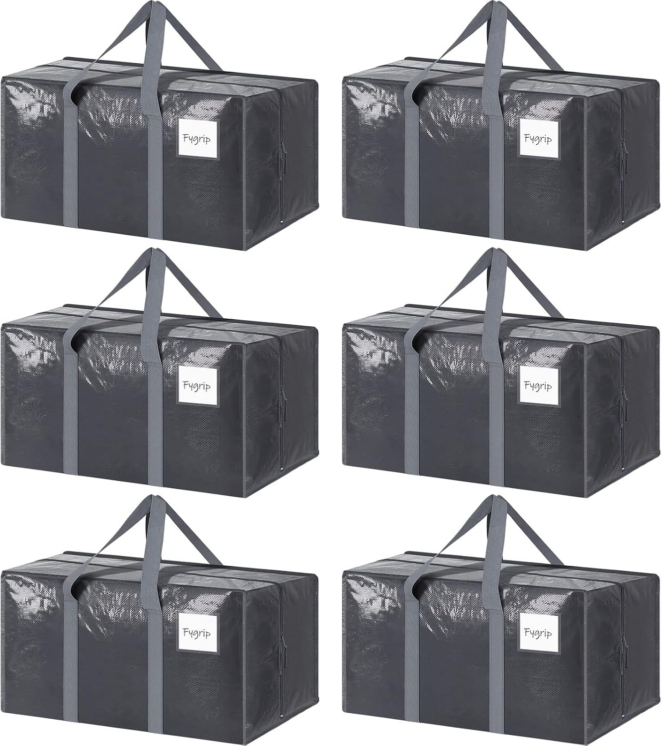 6 Pack Extra Heavy Duty Large Moving Bags with Strong Zipper, Dark Blue |…