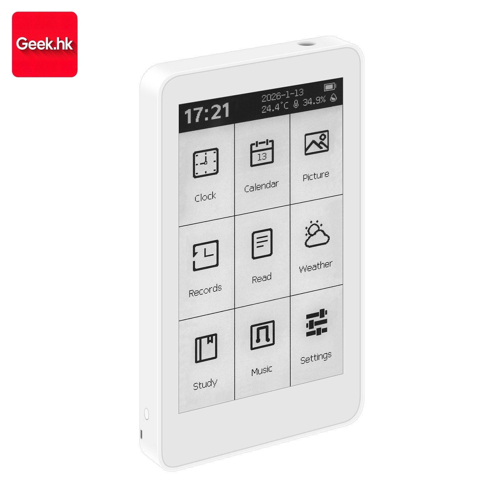 M3 E-Book Reader 3.7″ Touch Screen E-Paper 10-Level Adjustable Backlight Clock