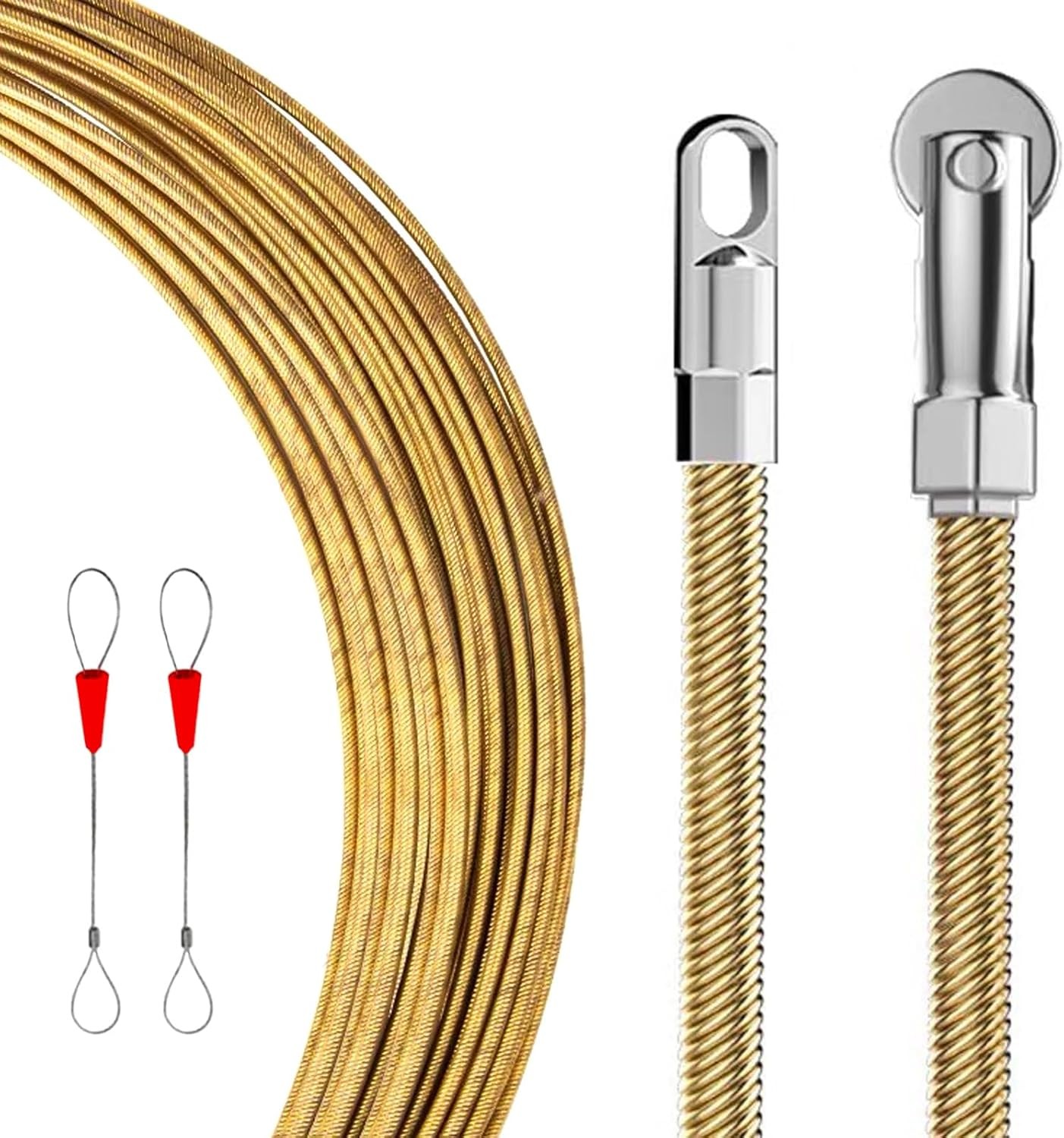 100Foot Fish Tape Cable Puller with Pulley & Fish Tape Fastener,Boat Wire Pullin