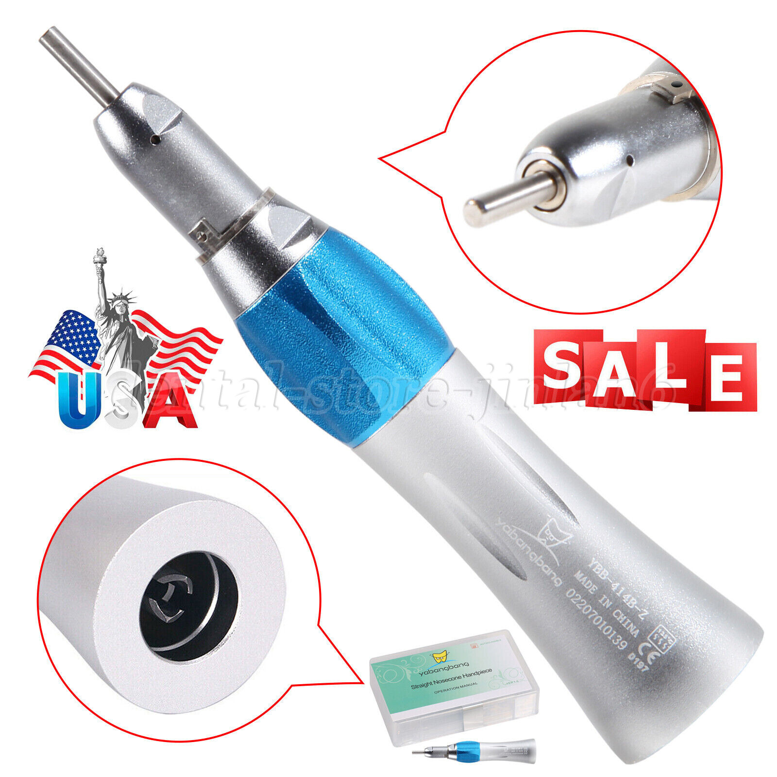 Dental Straight Nose Cone Handpiece Slow Low Speed External Spray