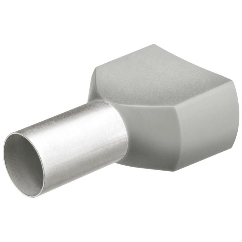 97 99 375 Twin Wire-End Ferrules with Plastic Collar 2x4mm 100 Pcs. In Grey