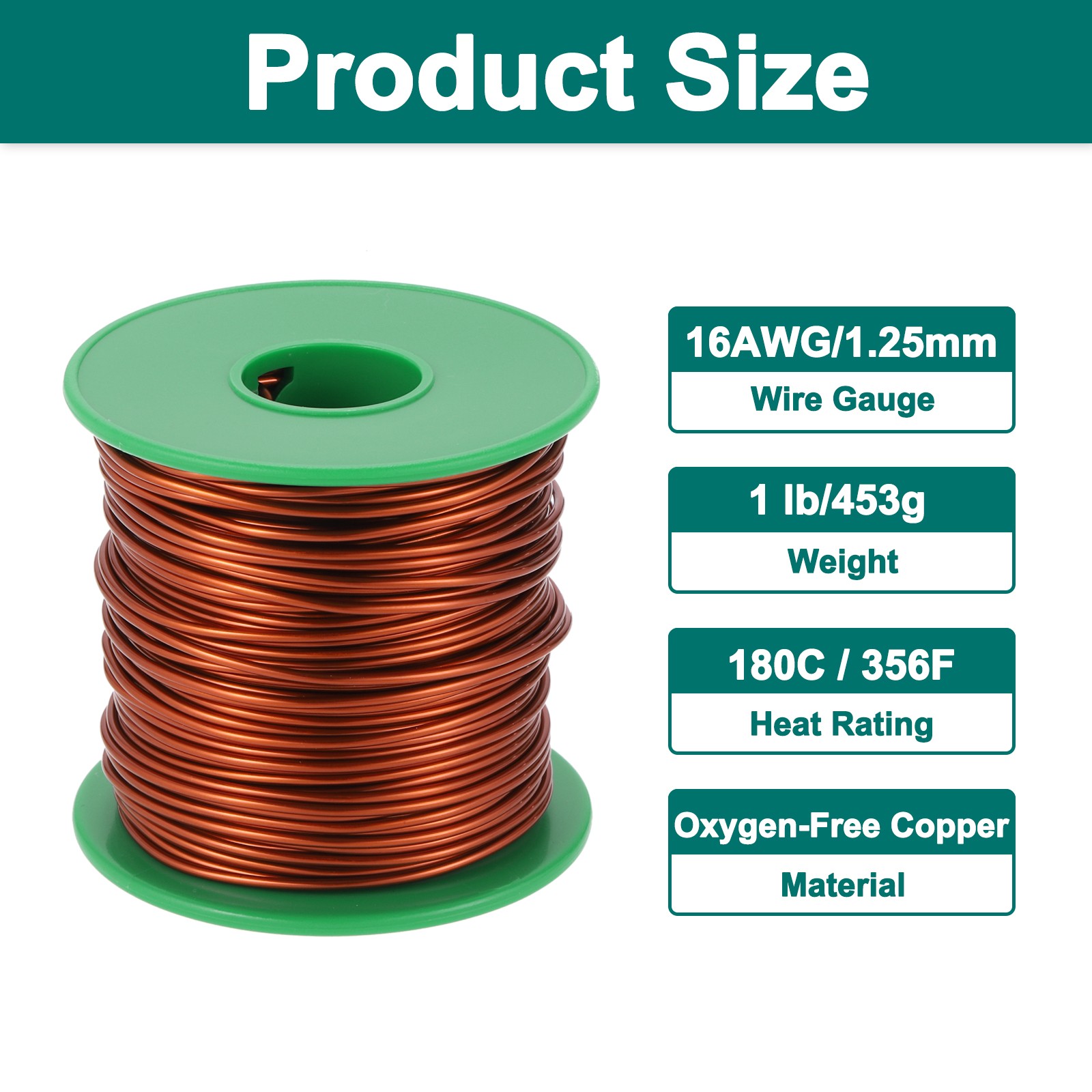 16 AWG Magnet Wire, 1 lb Magnetic Coil Wire 180C(356F)