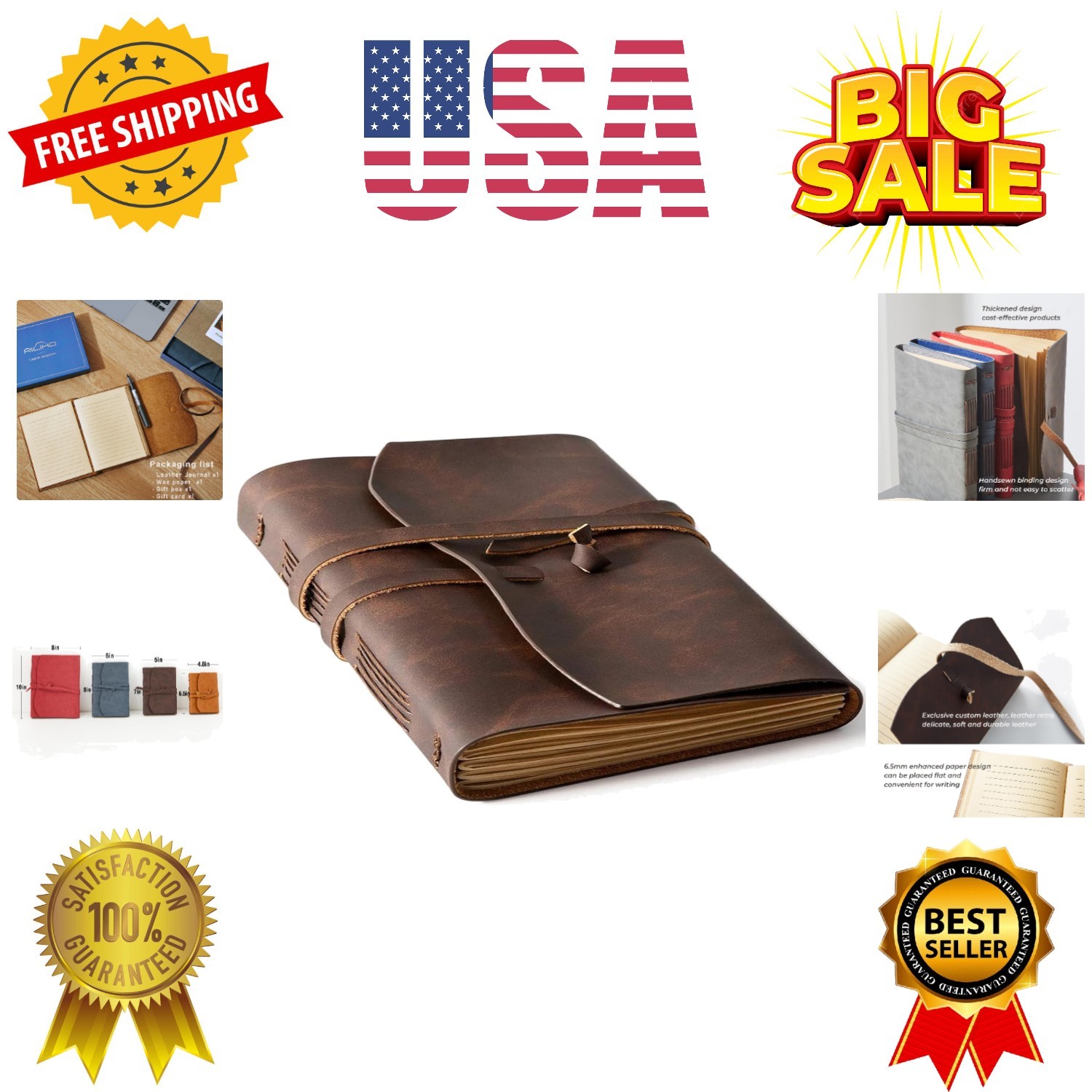 Leather Journal Notebook – Genuine Leather Journals for Writing 8×10 Inches, …