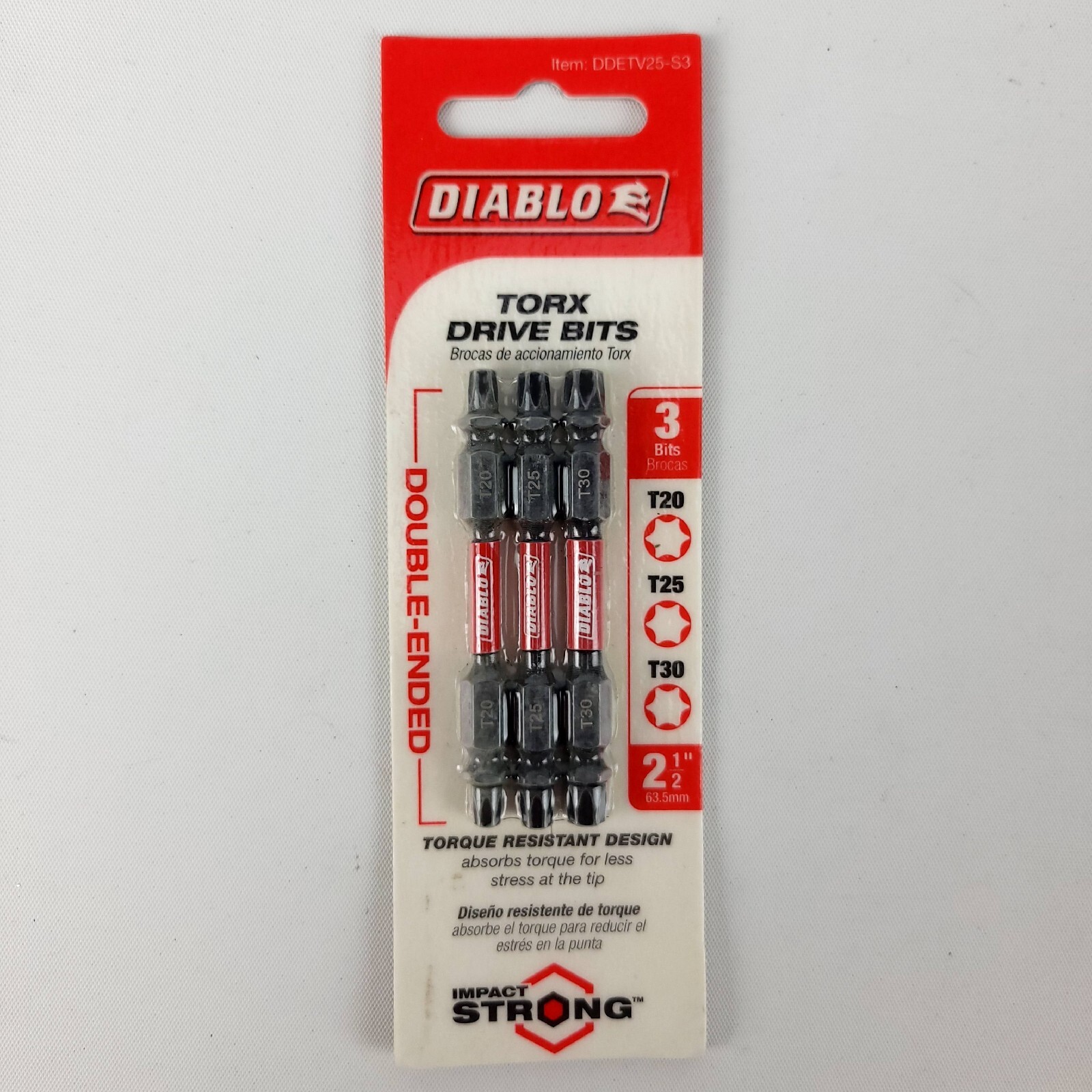 Diablo Torx Drive Bits 3 Pack T20 T25 T30 2.5″ Double Ended #DDETV2T-S3