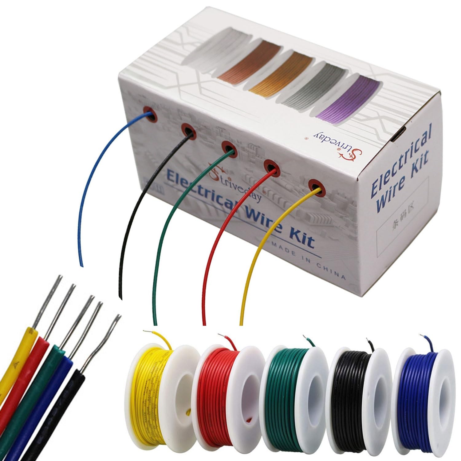 20 AWG Gauge Hook Up Wire Kit – 5 Colors 19.6ft Each, Tinned Copper PVC Solid…