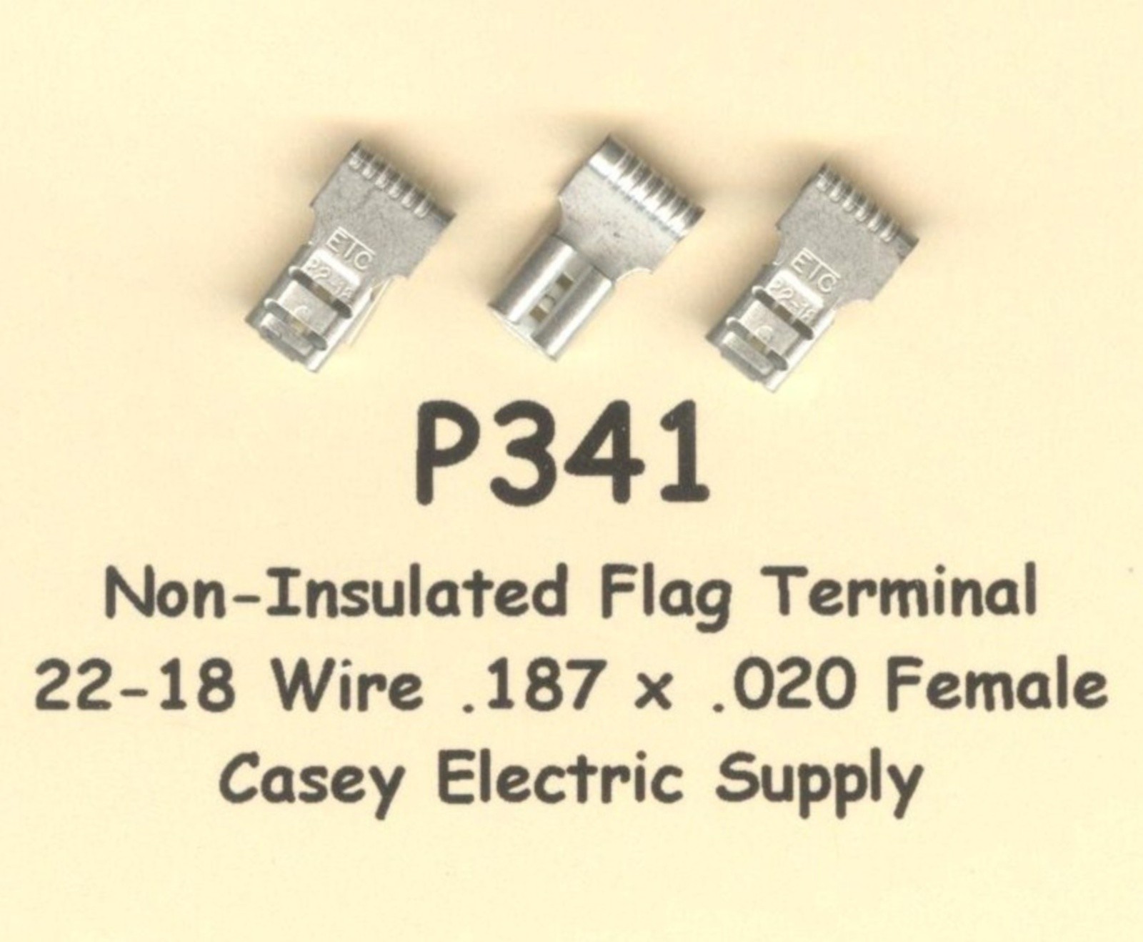 50 Non Insulated FEMALE FLAG Terminal Connectors #22-18 Wire Gauge AWG .187 Tab