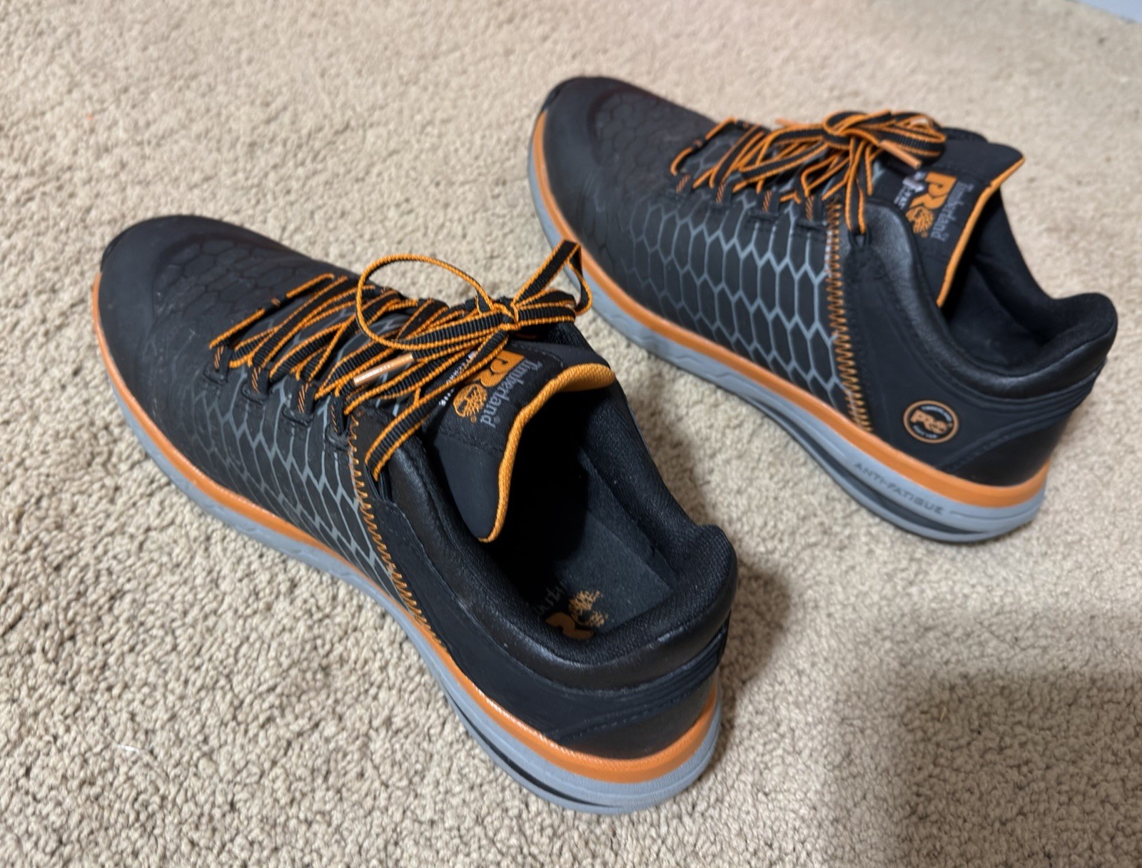 Timberland PRO Low-Top Work Shoes Black w/ Blue & Orange Lace-Up Laces (2)