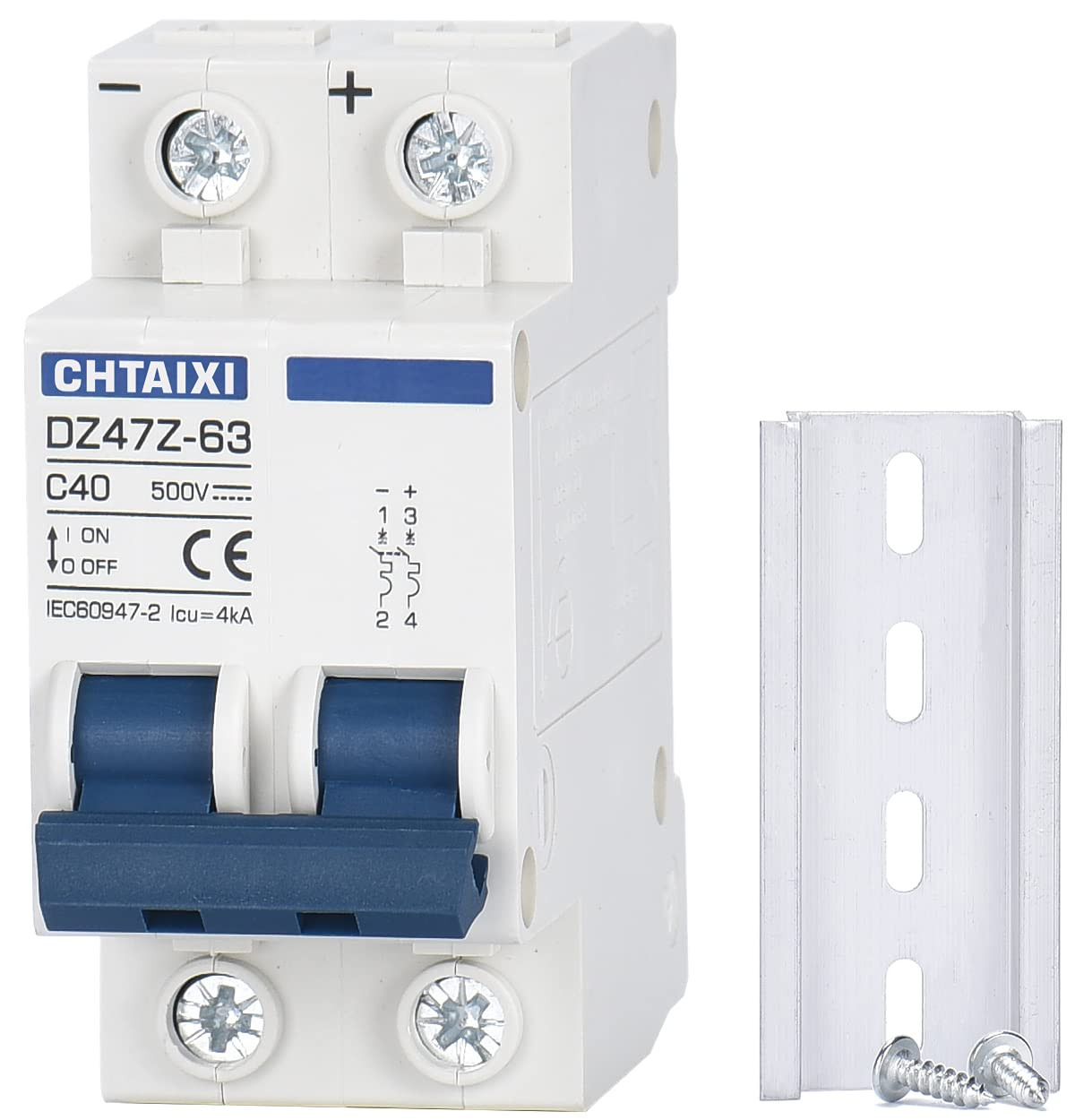 DC Miniature Circuit Breaker, 2 Pole 500V 40 Amp | DIN Rail Mount Isolator for S