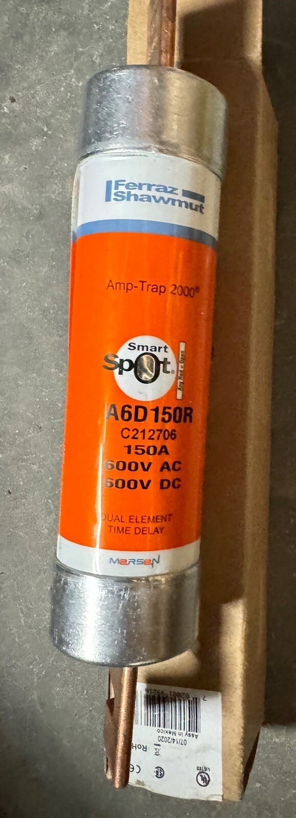 Qty 1 Amp-trap 2000 Dial Element Time Delay 150A 600V AC / DC A6D150R SMART SPOT