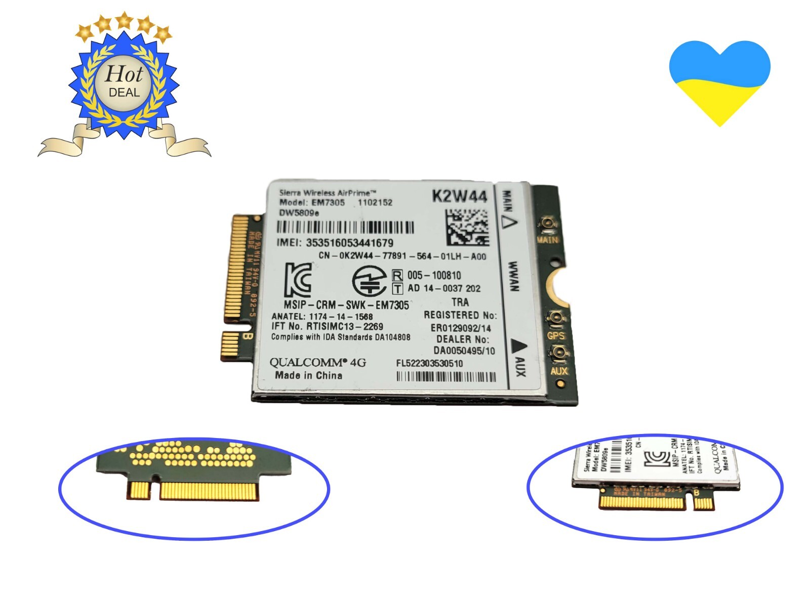 Dell DW5809e K2W44 Sierra Wireless Airprime EM7305 4G Module NGFF LTE WWAN Card