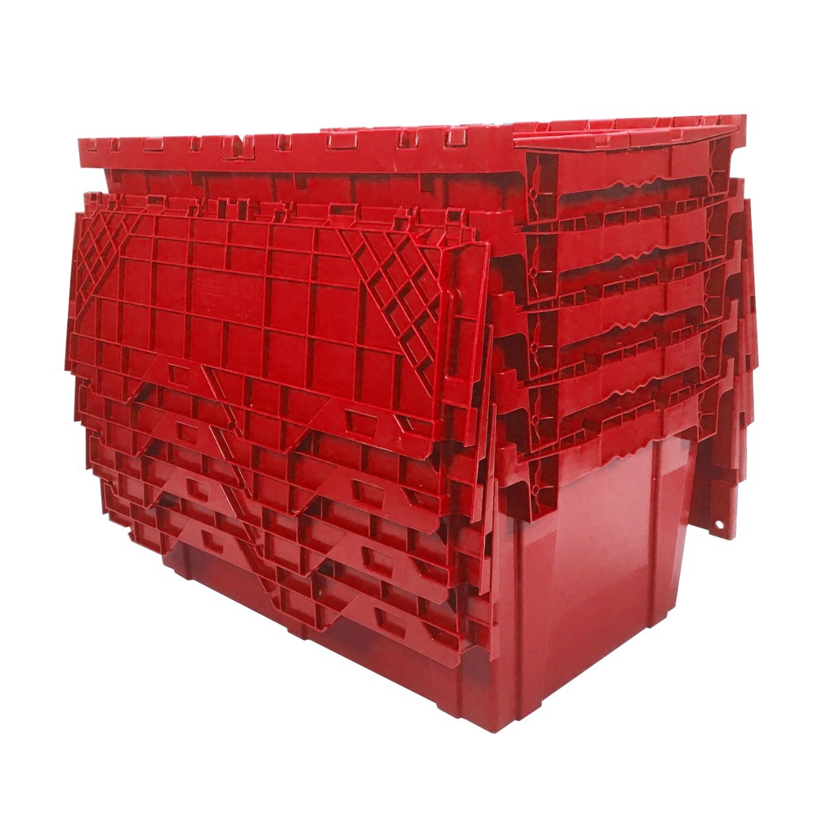 UBMOVE Storage Plastic Tote Crate Attached Lid Flip Top, 27″x16.9″x12.5″ Color C