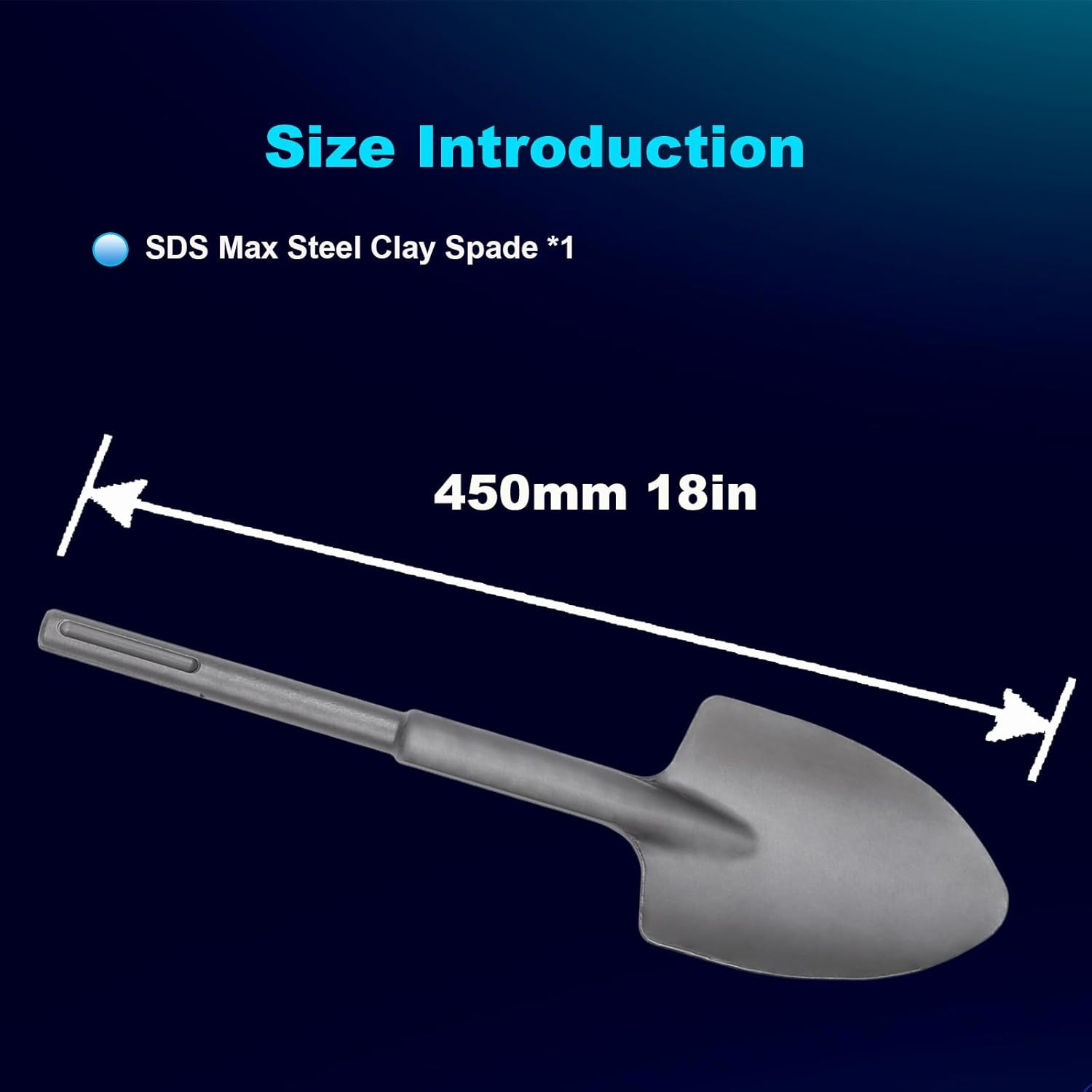 18-Inch SDS Max Steel Clay Spade, Ideal for Concrete Demolition, Jack Hammer Bit