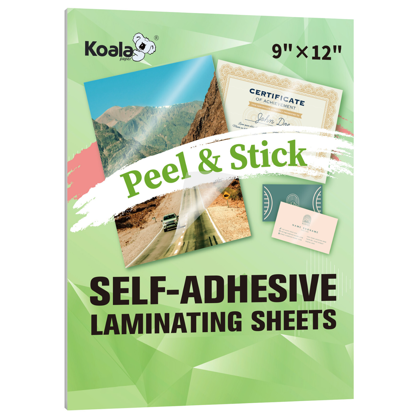 Koala Self-Adhesive Laminating Sheets 9″x12″ Clear Cold Laminating Sheets 5PK