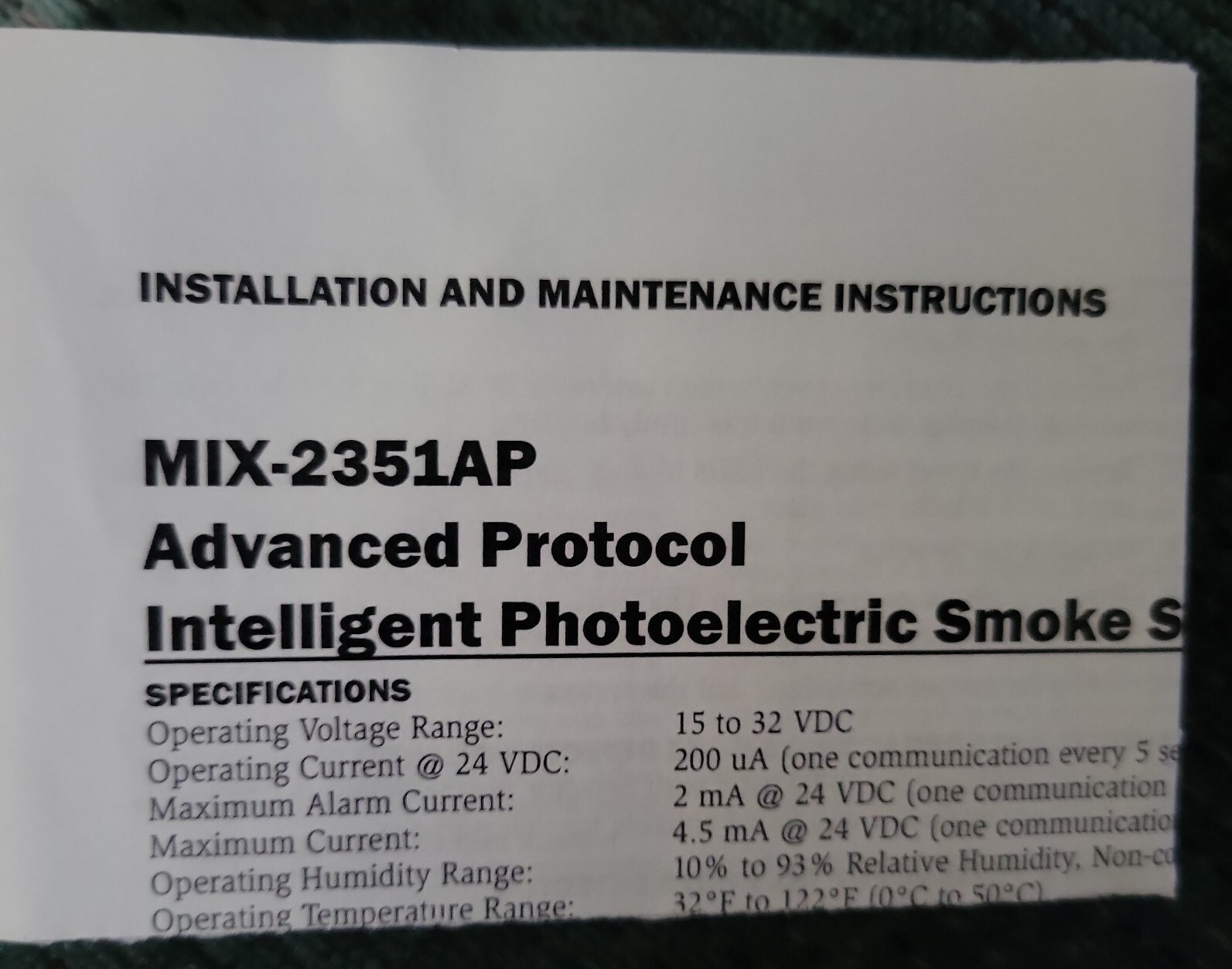 Mircom Model No. MIX-2351AP
