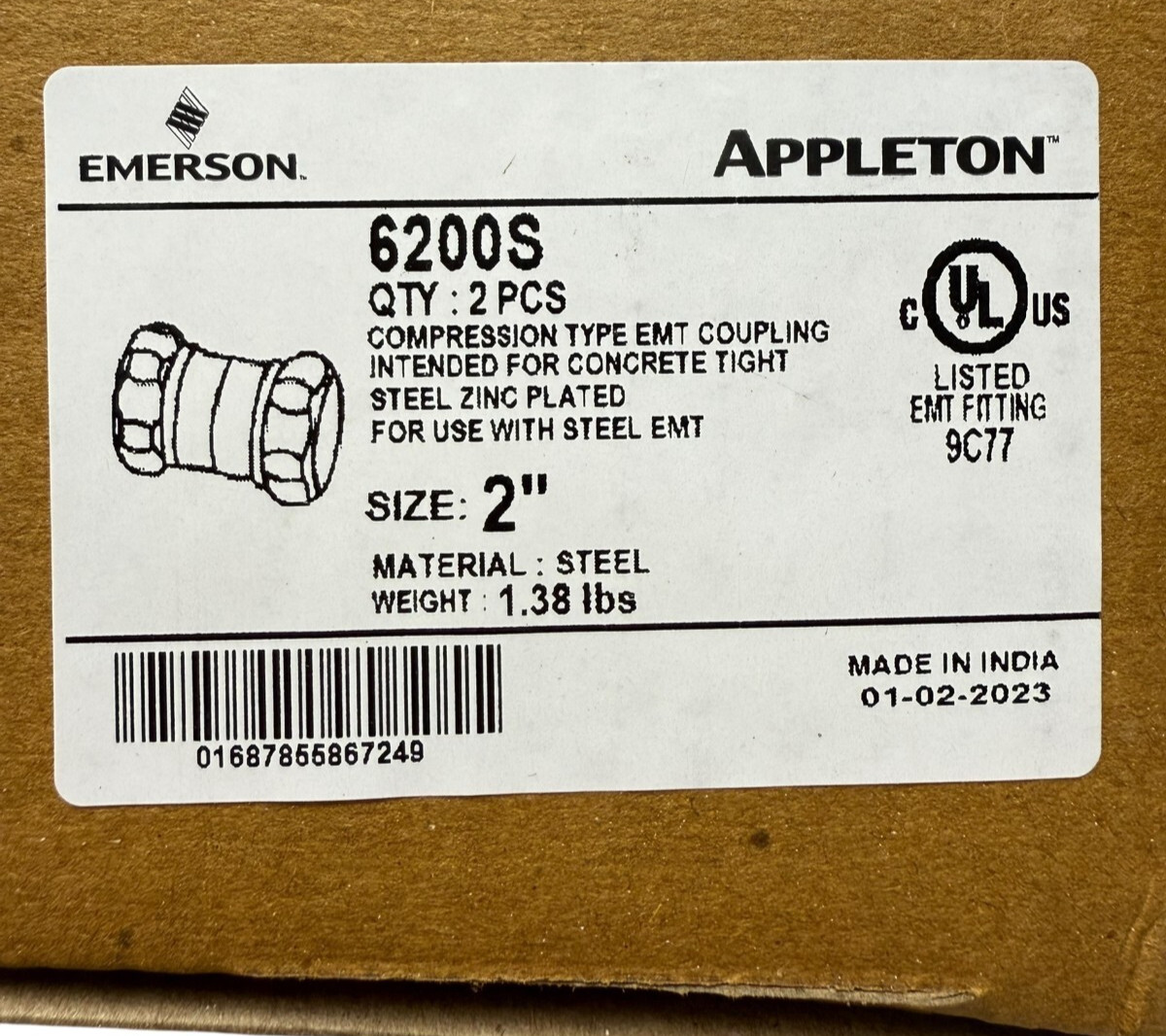 Appleton 6200S 2” Steel Compression Type EMT Fıttıng /Appleton 6200S