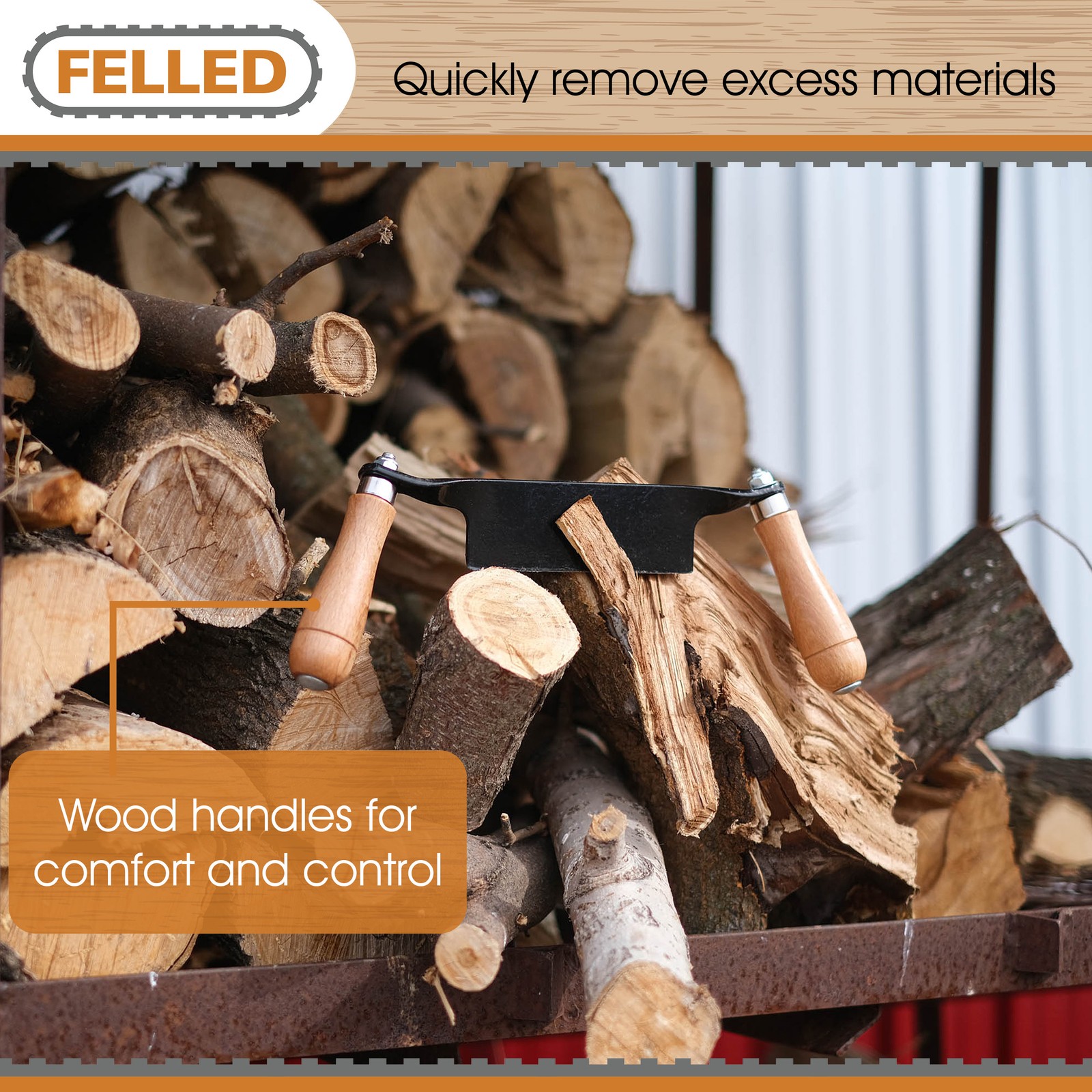 Felled | Draw Shave Knife – 8 IN Curved Draw Knife Curved Woodworking Tool
