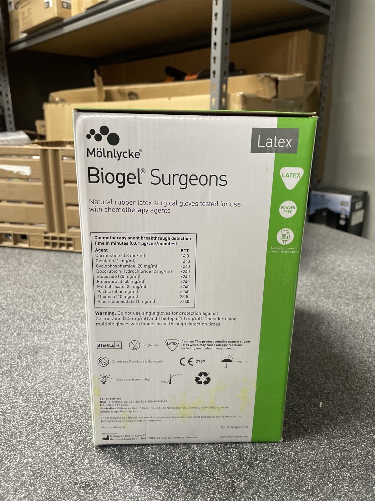 Molnlycke 30485 SZ 8.5 Latex Biogel Surgeon Gloves Box of 50 Exp 2025-02-28