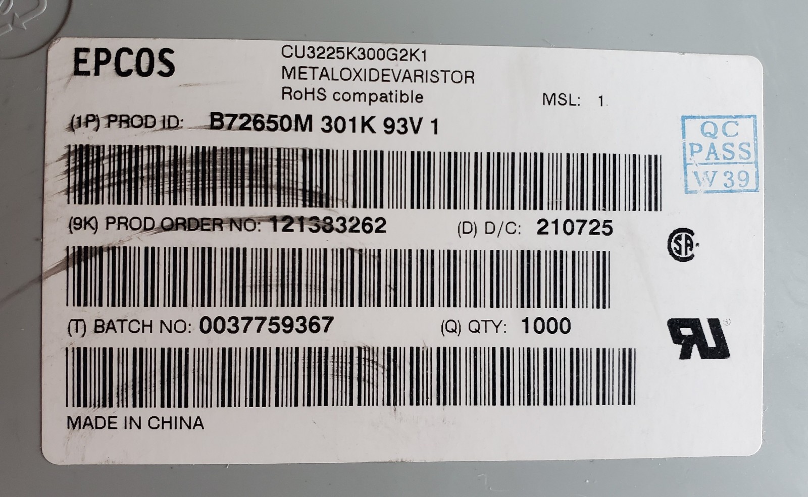 Approx 1000 Epcos CU3225K300G2K1 B72650M301K093 MOV 470V 400A