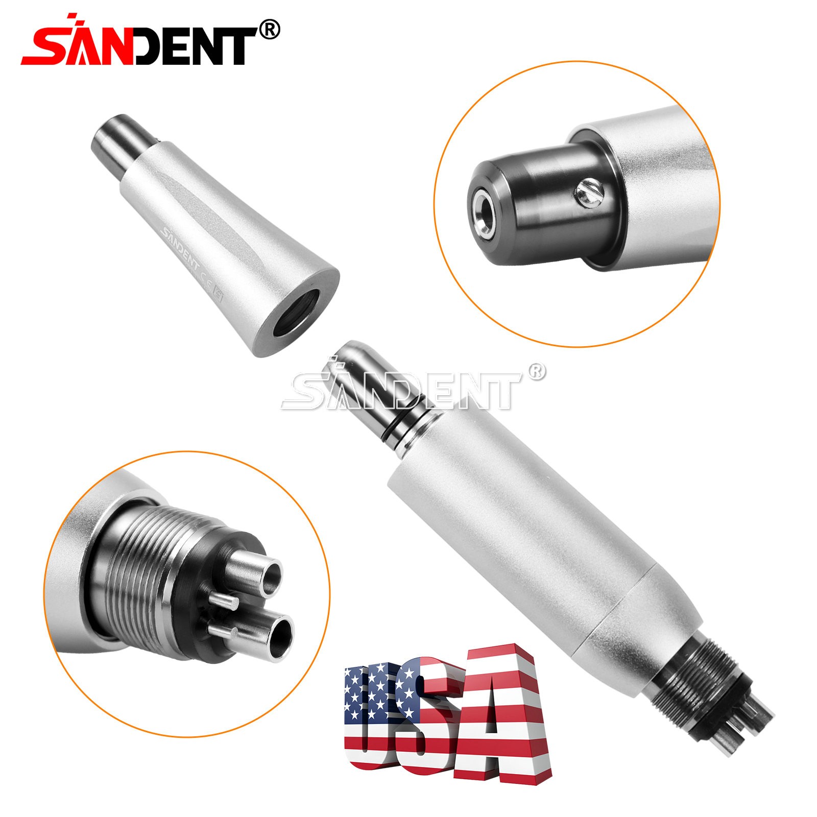 Dental 4:1 Hygiene Prophy Handpiece 360° Swivel Straight Cone Air Motor 4Holes
