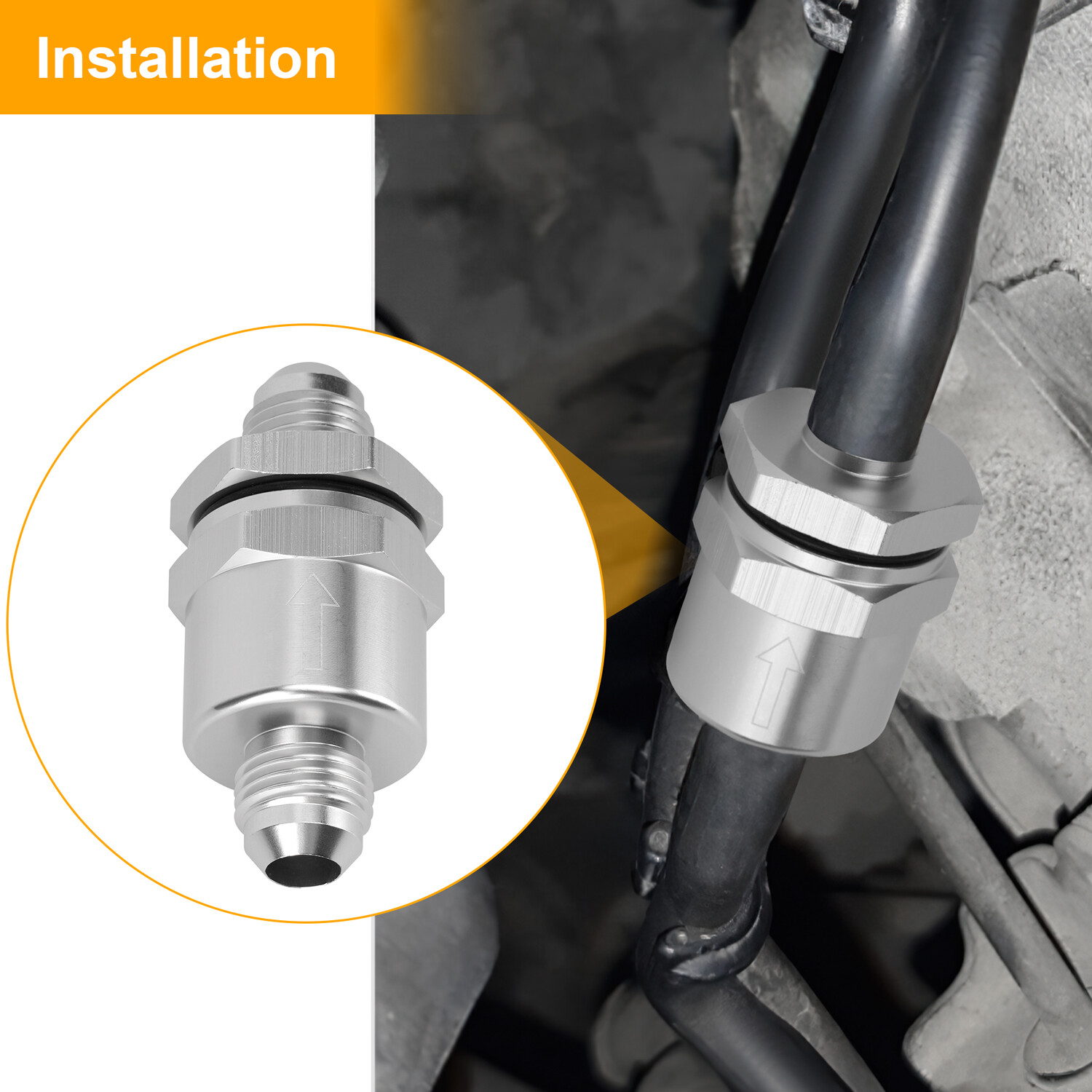 Aluminium -6 AN to AN6 Flare Inline Check Valve -Sliver