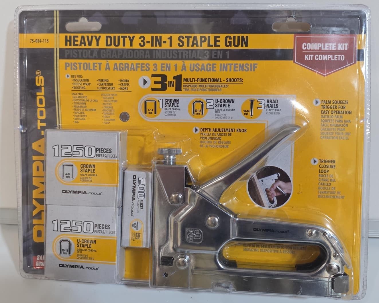 Olympia Tools 3 in 1 Heavy Duty Staple Gun Complete Kit with 2700 Pieces – New