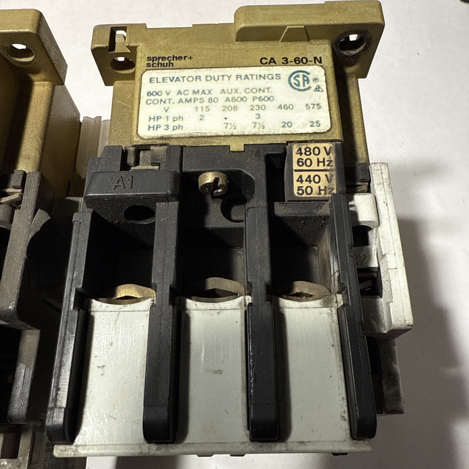 (2) GENUINE SPRECHER+SCHUH CONTACTOR # CA3-60-N11-120VAC / COIL 120VAC