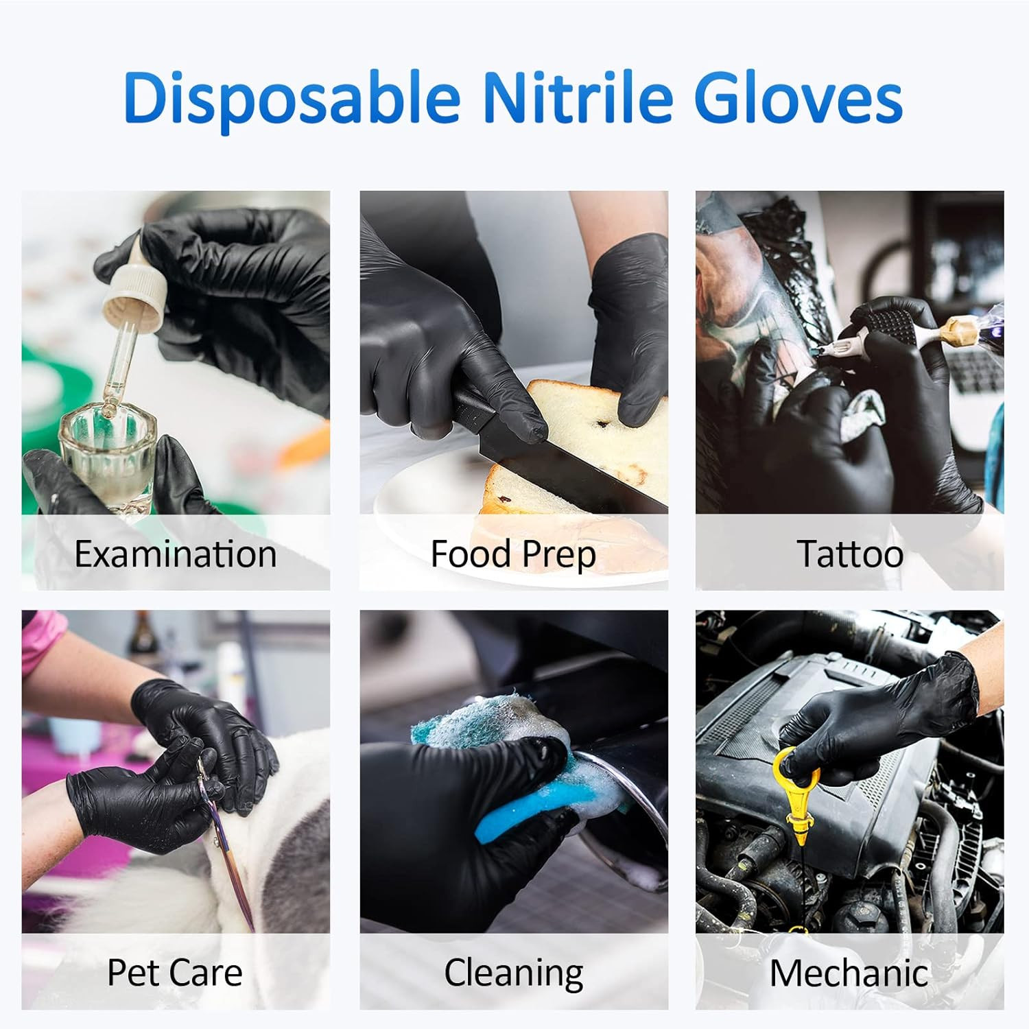 Nitrile Exam Gloves, 4 Mil Black Gloves Disposable Latex Free Powder Free, Food
