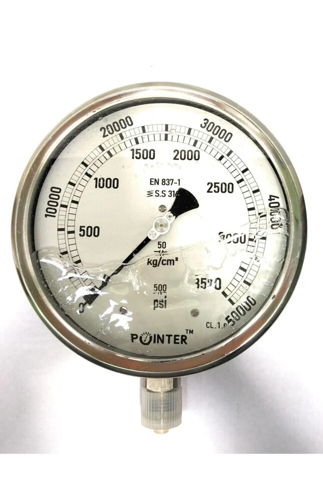 High Pressure Gauge Dual Scale Pointer 0-50000 PSI /0-3500 BAR 6″150MM Dial
