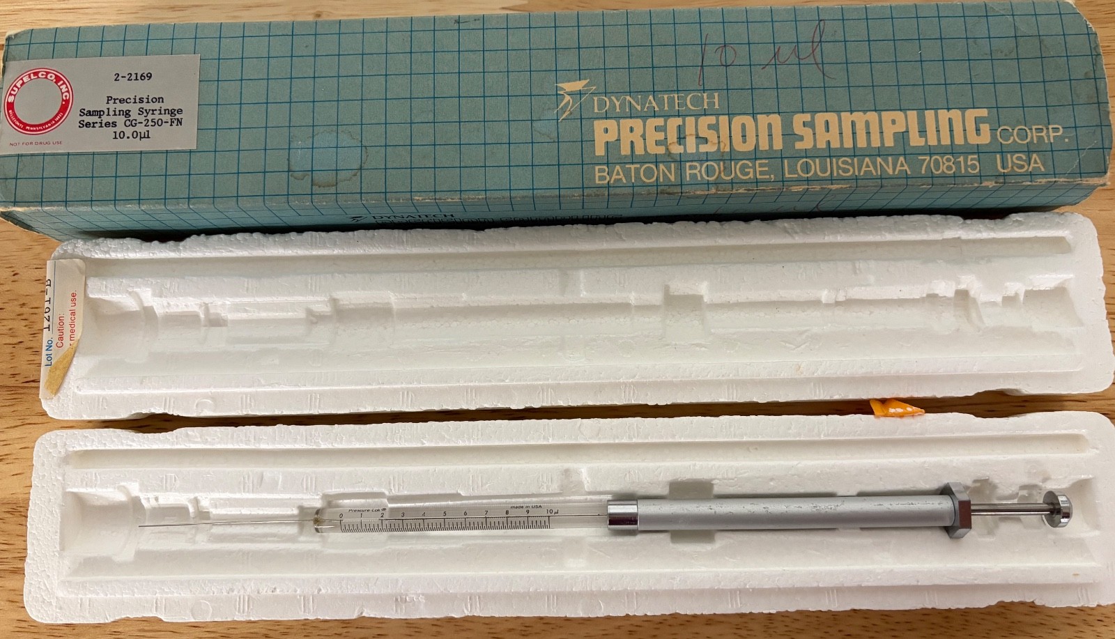Supelco 2-2169 Dynatech Precision Sampling Syringe CG-250-FN 10 µL – Open Box