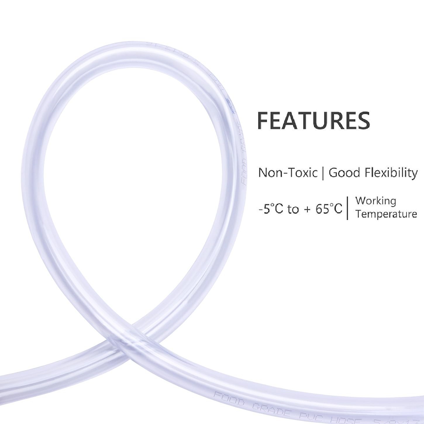 Non-Toxic 5FT Food Grade Clear Vinyl Hose – 5/8″ID x 13/16″OD Flexible Tubing