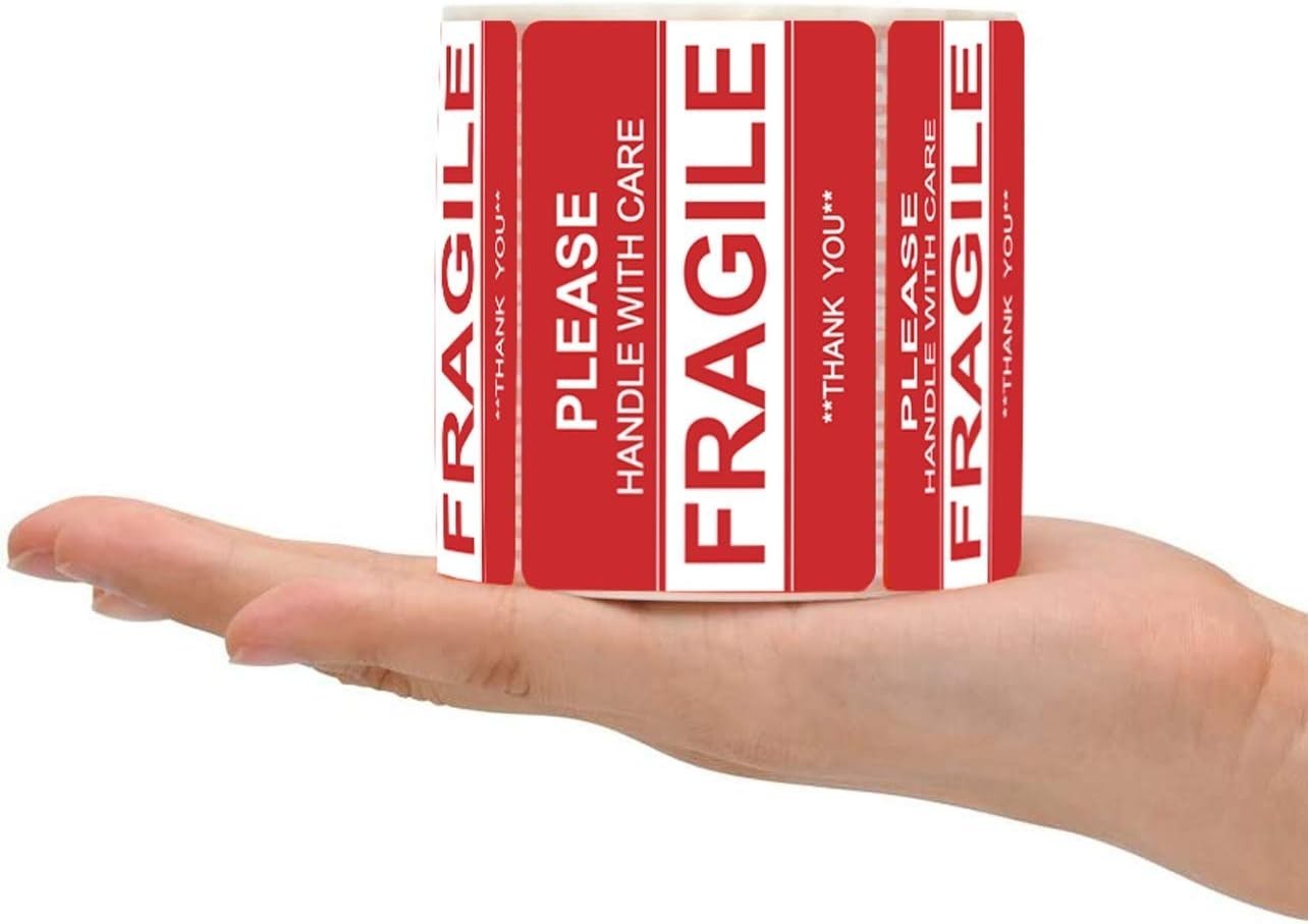 High-Quality 500 Count Fragile Labels – Red Stickers for Careful Shipping