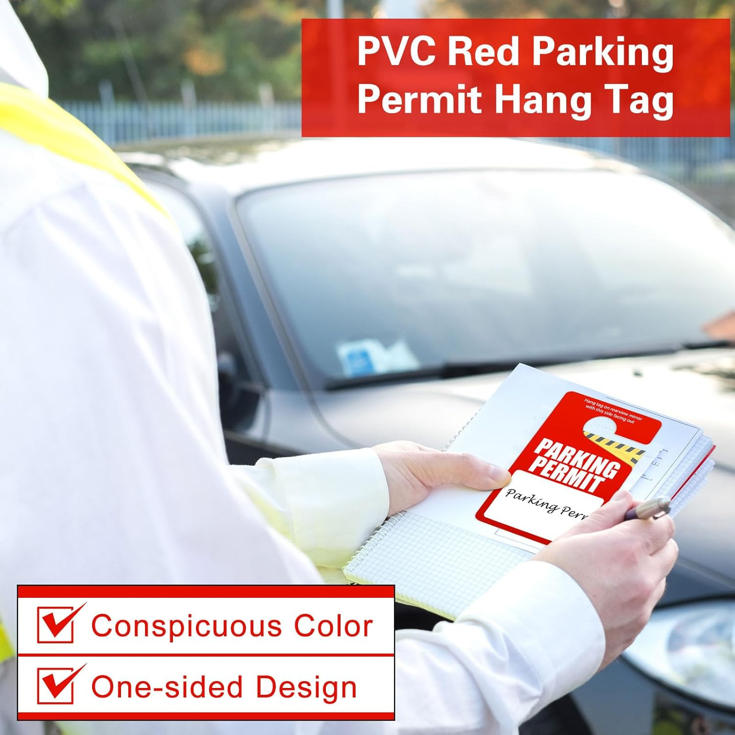 100 Pack Parking Permit Hang Tags Plastic Parking Placards PVC Hang Tag 3 X 5 In