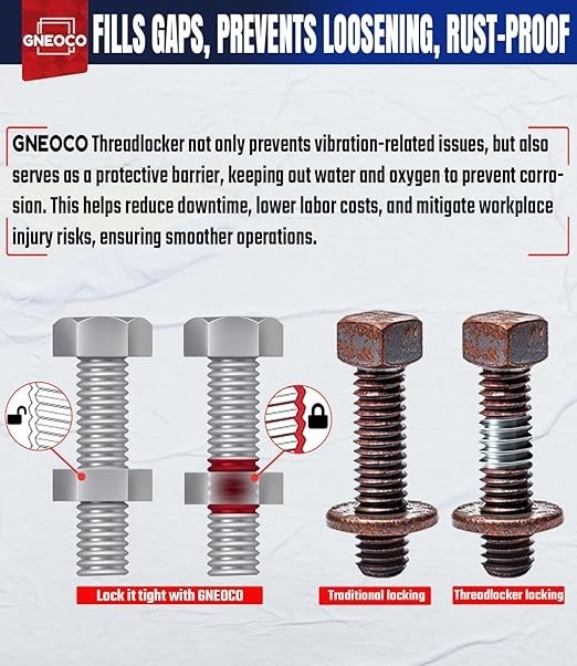 Threadlocker Red, Thread Lock High Strength Lock Tight for Nuts, Bolts, Fastener