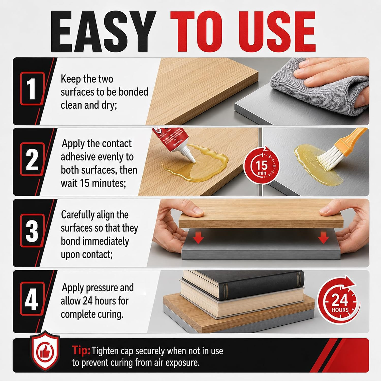 Contact Cement Adhesive 2.11 Oz, High Performance Neoprene Contact Adhesive with