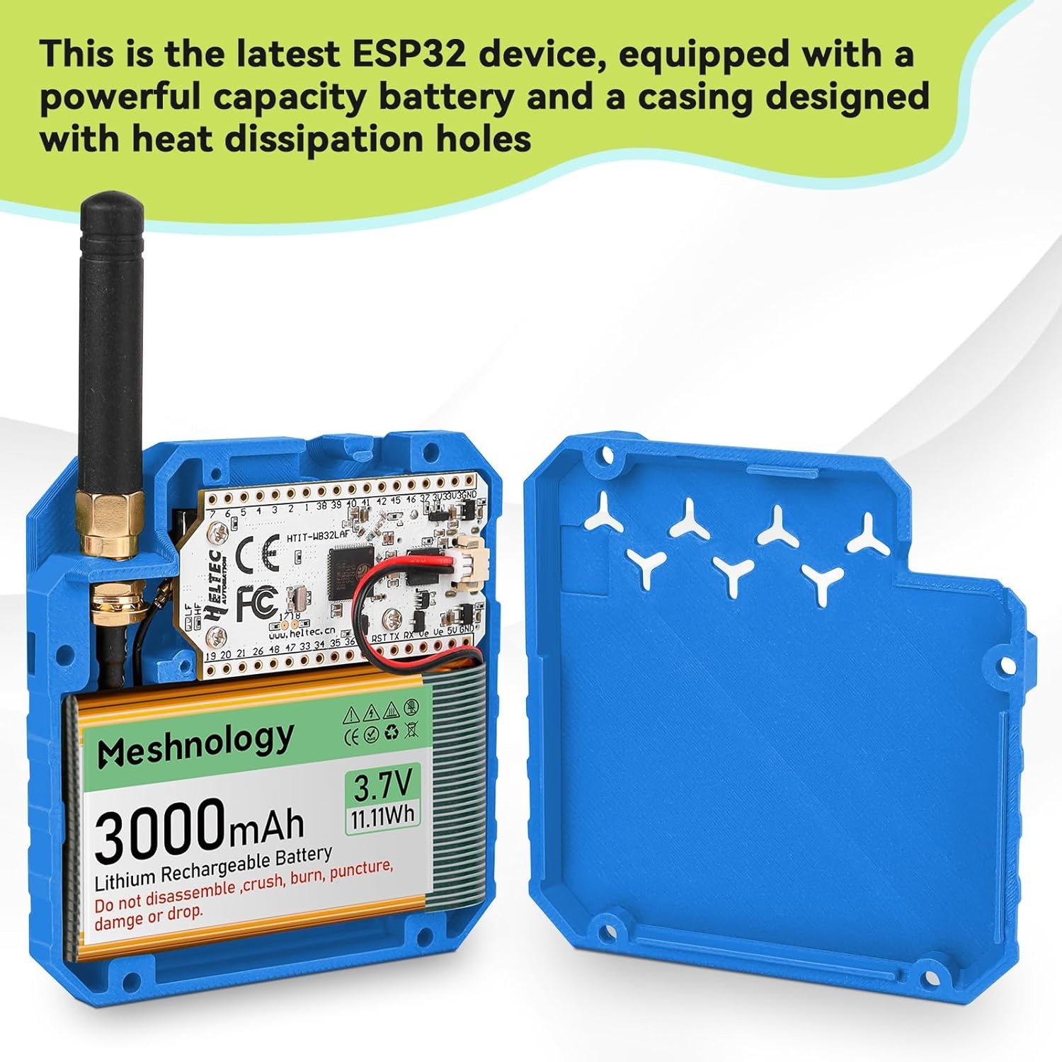 ESP32 LoRa V3 Development Board+3.7V 3000mAh Battery+Custom Case Set+Antenna