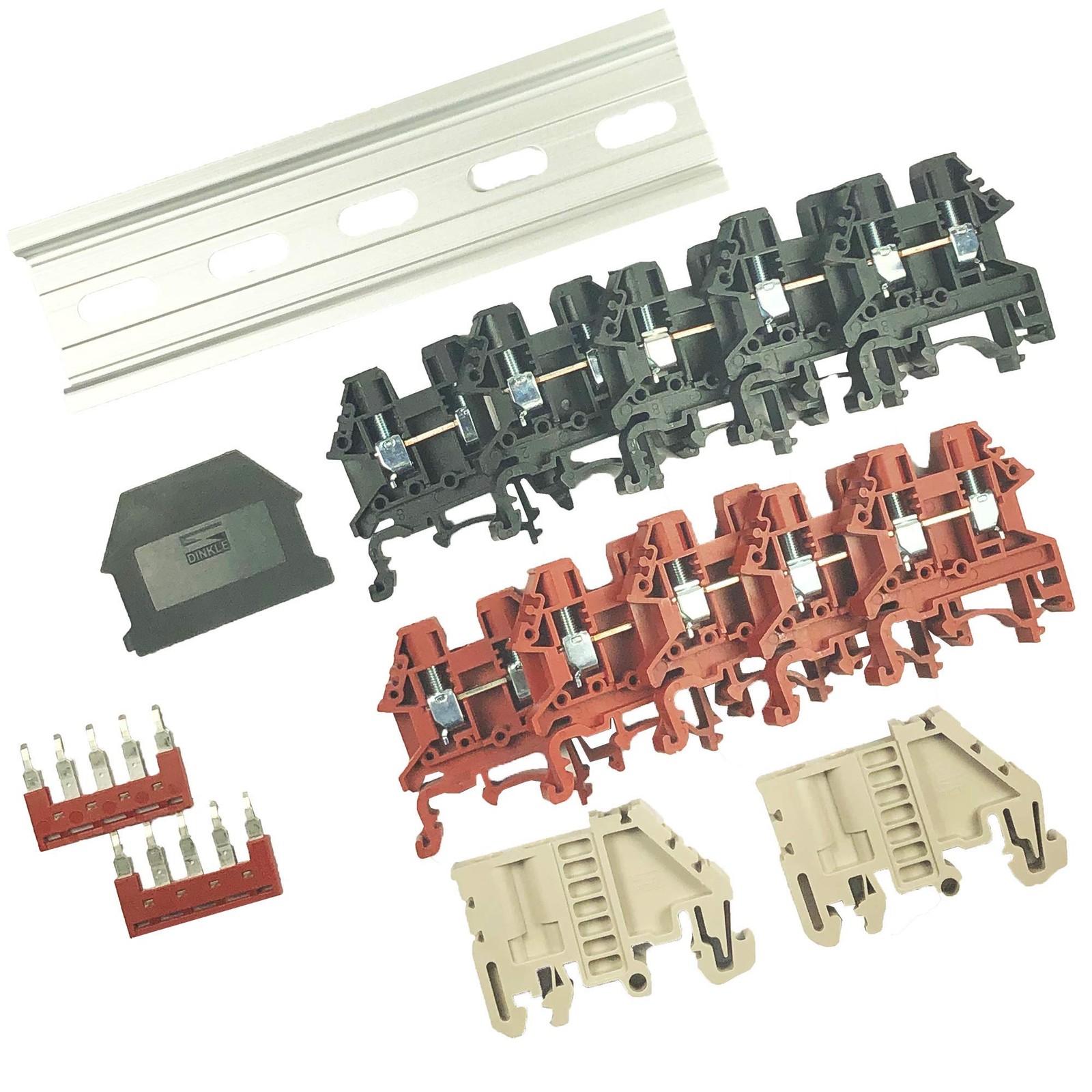 Dinkle Combiner DK4N Red/Black 5 Gang Box Connector DIN Rail Terminal 30