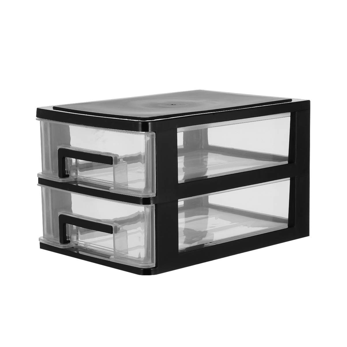 2-Tier Clear Desktop Organizer with Drawers -Stackable Storage Box for Makeup…