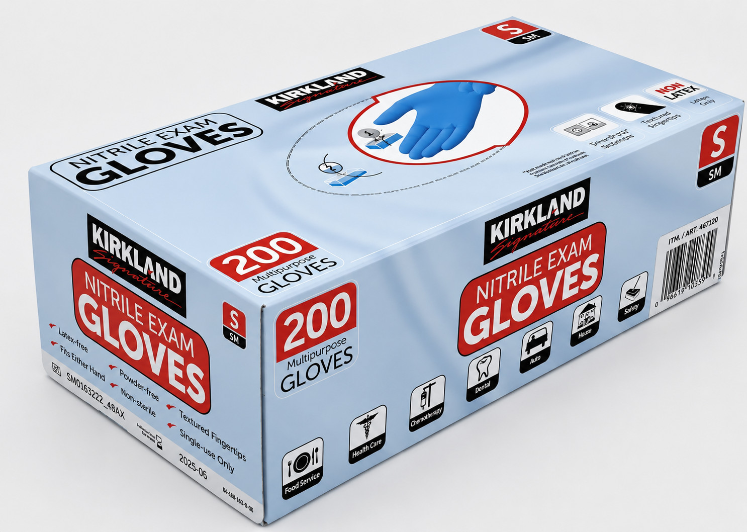 Kirkland Signature Nitrile Exam Gloves 200 Count Powder Free Latex Free S M L