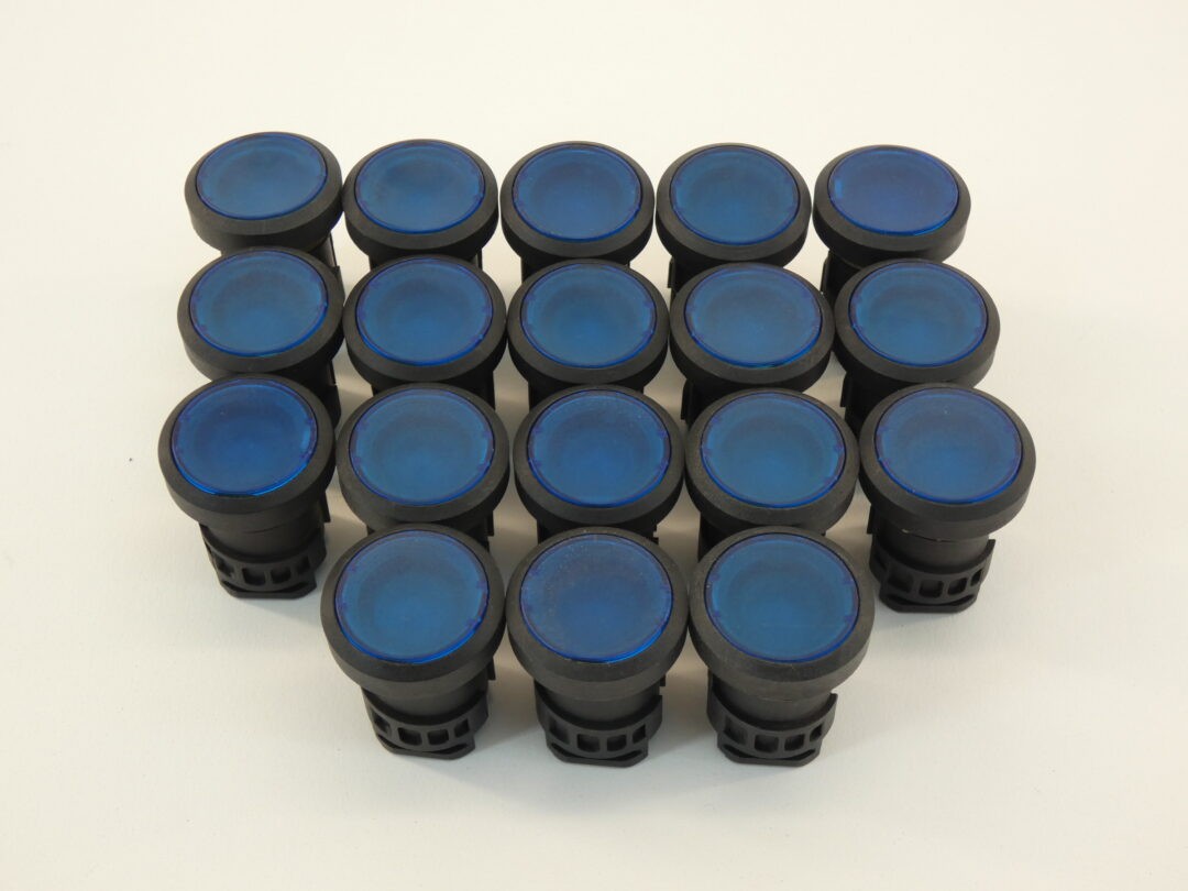 *Lot of 18* Clear Blue Round Pushbutton Shell Only – NEW Surplus!
