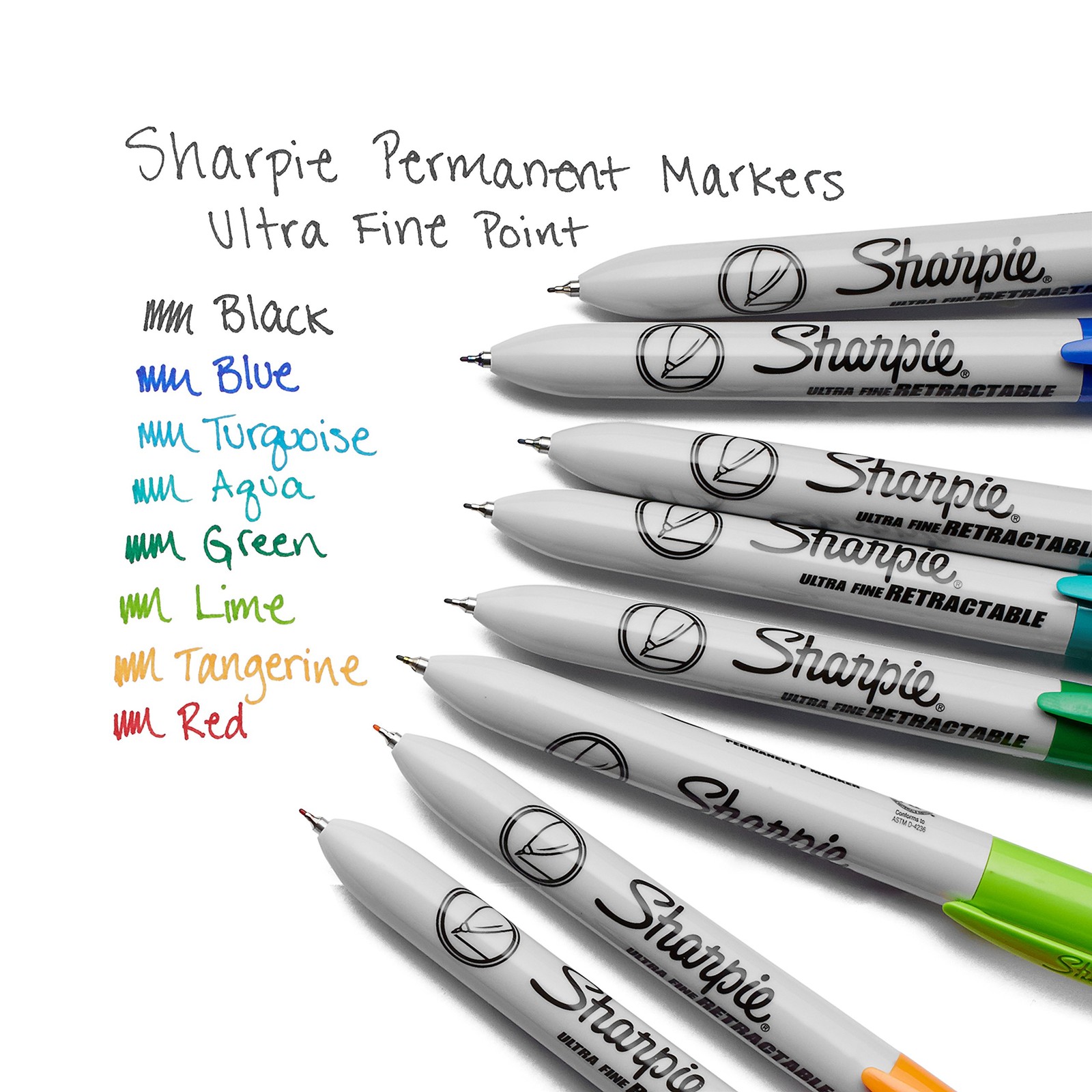 Retractable Permanent Markers, Ultra Fine Point, Assorted Colors, 8 Count