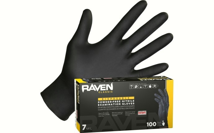 SAS 66518 Raven Powder-Free Black Nitrile Gloves LARGE ( 10 Boxes of 100 )