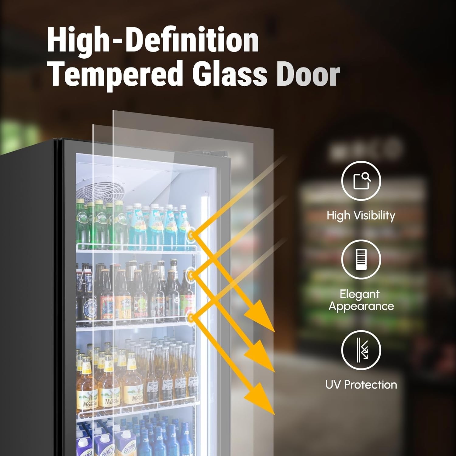 Yeego Commercial Refrigerator Single Glass Door Beverage Merchandiser 17.48Cu.ft