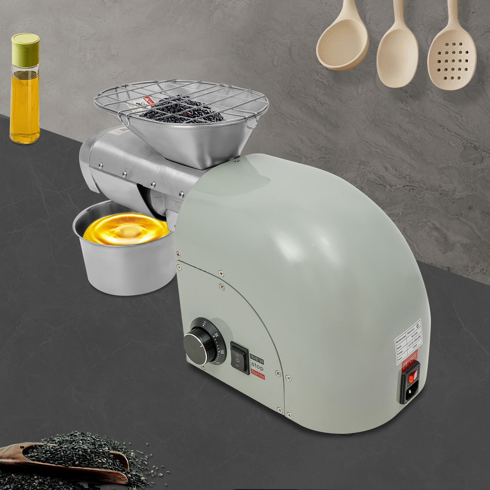 Tabletop Electric Peanut Sesame Oil Extraction Machine Oil Press Machine 1250W